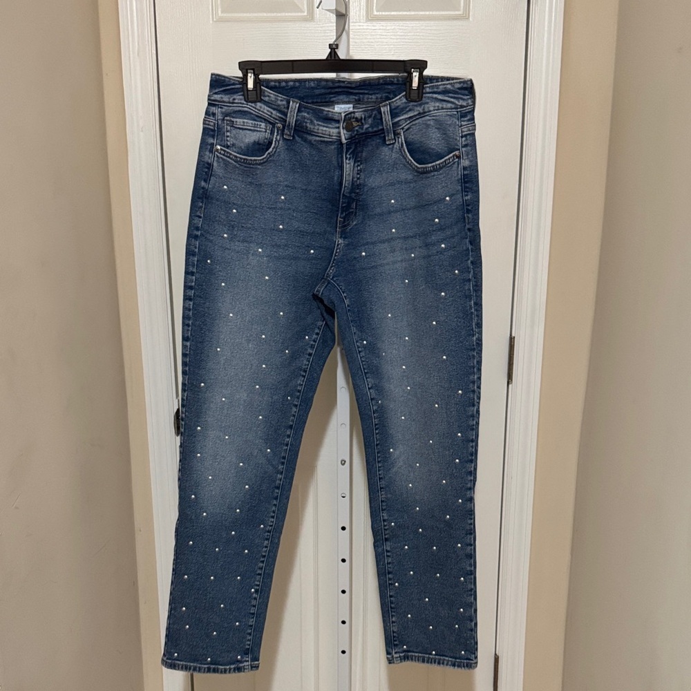 Time and Tru Blue Ankle Jeans with Stud Accents